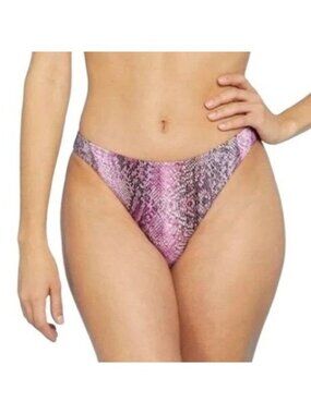 Shade & Shore Snake Print High Leg Extra Cheeky Bikini Bottom Bathing Swim XL